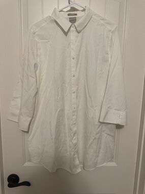 Women’s Chicos Button Front White Tunic Blouse Size 12/14